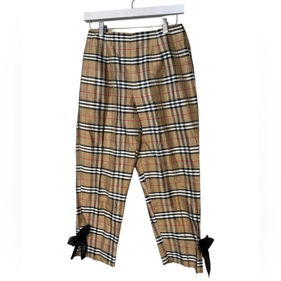 Vintage Karen Warren 100% Silk Nova Check Print High Rise Capri Pants - Picture 1 of 7